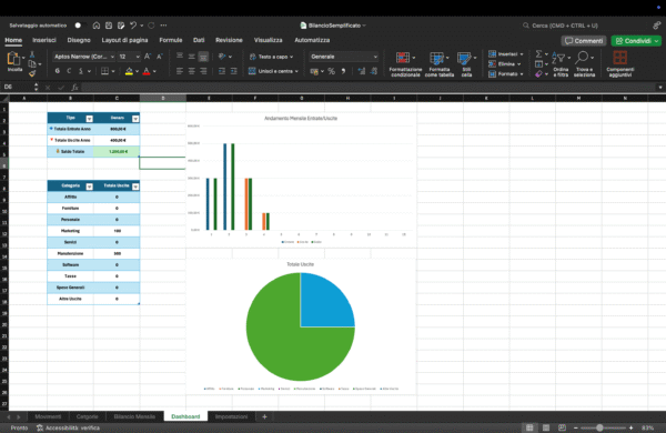 Cash Tracker Excel - Spese, Entrate, Fatturato